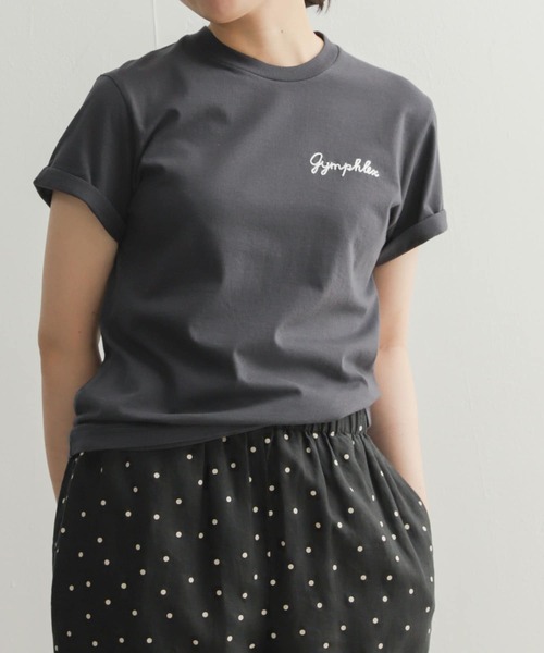 GYMPHLEX（ジムフレックス）の「GYMPHLEX　COMBED COTTON JERSEY T-SHIRTS（Tシャツ/カットソー・レディース・チャコールグレー/オレンジ/ブルー系その他/ホワイト系その他/ホワイト・12）」の4枚目の写真