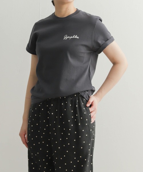 GYMPHLEX（ジムフレックス）の「GYMPHLEX　COMBED COTTON JERSEY T-SHIRTS（Tシャツ/カットソー・レディース・チャコールグレー/オレンジ/ブルー系その他/ホワイト系その他/ホワイト・12）」の9枚目の写真