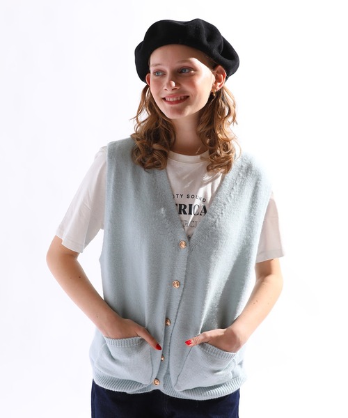 sara&cake（サラアンドケイク）の「ボタンニットベスト（ベスト・レディース・ライトブルー/ネイビー/グリーン・FREE）」の18枚目の写真