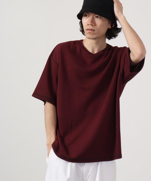FUNALIVE(ファンアライブ)の「TRポンチルーズシルエット配色ステッチ半袖TEE(Tシャツ/カットソー・メンズ・ブルーグレー/ワイン/カーキ/ブラック/グレー/ベージュ/チャコール/ホワイト/キャメル・M/L)」の9枚目の写真