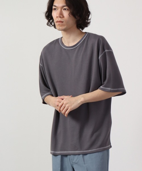 FUNALIVE(ファンアライブ)の「TRポンチルーズシルエット配色ステッチ半袖TEE(Tシャツ/カットソー・メンズ・ブルーグレー/ワイン/カーキ/ブラック/グレー/ベージュ/チャコール/ホワイト/キャメル・M/L)」の19枚目の写真