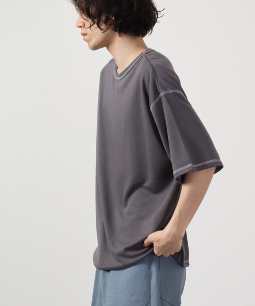 FUNALIVE(ファンアライブ)の「TRポンチルーズシルエット配色ステッチ半袖TEE(Tシャツ/カットソー・メンズ・ブルーグレー/ワイン/カーキ/ブラック/グレー/ベージュ/チャコール/ホワイト/キャメル・M/L)」の21枚目の写真