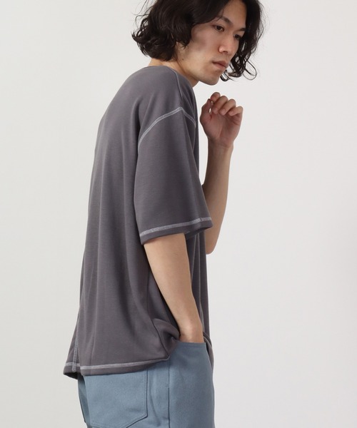 FUNALIVE(ファンアライブ)の「TRポンチルーズシルエット配色ステッチ半袖TEE(Tシャツ/カットソー・メンズ・ブルーグレー/ワイン/カーキ/ブラック/グレー/ベージュ/チャコール/ホワイト/キャメル・M/L)」の22枚目の写真