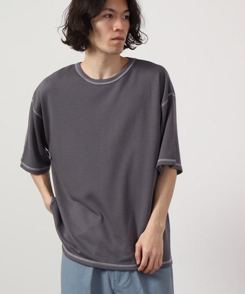 FUNALIVE(ファンアライブ)の「TRポンチルーズシルエット配色ステッチ半袖TEE(Tシャツ/カットソー・メンズ・ブルーグレー/ワイン/カーキ/ブラック/グレー/ベージュ/チャコール/ホワイト/キャメル・M/L)」の18枚目の写真