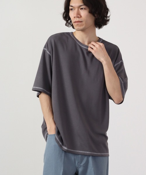 FUNALIVE(ファンアライブ)の「TRポンチルーズシルエット配色ステッチ半袖TEE(Tシャツ/カットソー・メンズ・ブルーグレー/ワイン/カーキ/ブラック/グレー/ベージュ/チャコール/ホワイト/キャメル・M/L)」の20枚目の写真