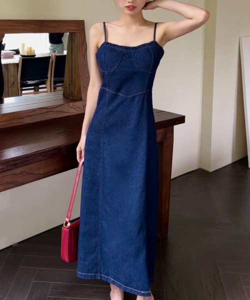 Vipoa（ヴィポア）の「デニムコンパクトキャミワンピース（ワンピース・レディース・ブルー・FREE）」の6枚目の写真