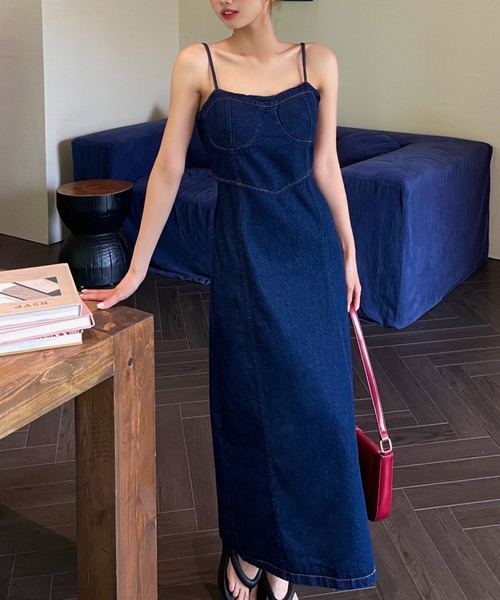 Vipoa（ヴィポア）の「デニムコンパクトキャミワンピース（ワンピース・レディース・ブルー・FREE）」の3枚目の写真