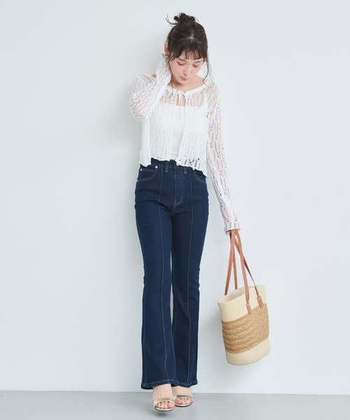 HIGH WAIST SKINNY FLARE DENIM PANTS ハイウエストスキニー