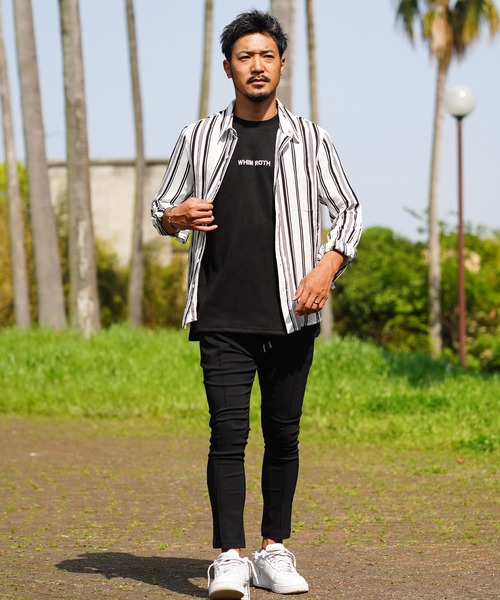 adamsJUGGLER（アダムスジャグラー）の「23クールストライプロングシャツ（シャツ/ブラウス・メンズ・ホワイト/ブラック・M/L/S/XL）」の4枚目の写真