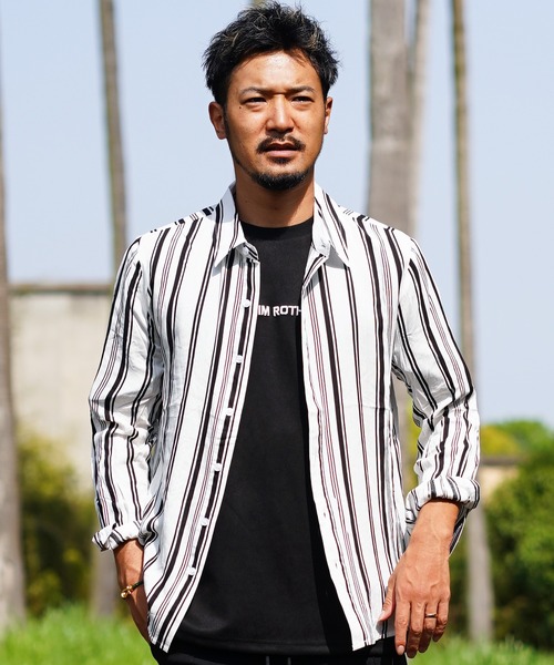 adamsJUGGLER（アダムスジャグラー）の「23クールストライプロングシャツ（シャツ/ブラウス・メンズ・ホワイト/ブラック・M/L/S/XL）」の16枚目の写真