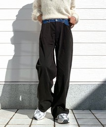 Q（キュー）の「デニムコンビストレートパンツ（デニムパンツ）」