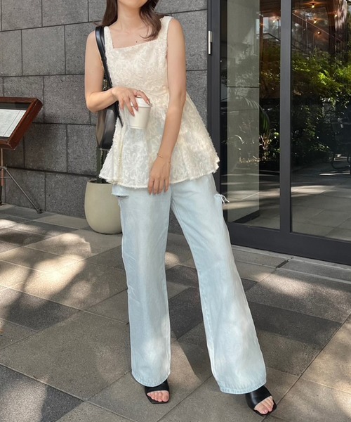 one after another NICE CLAUP(ワンアフターアナザーナイスクラップ)の「リボンビスチェキャミチュニック/リボン取り外し可能(キャミソール・レディース・オフホワイト/アイボリー/ブラック・FREE)」の20枚目の写真