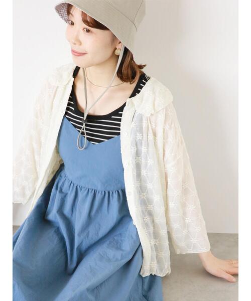 ehka sopo（エヘカソポ）の「花柄カットレースカーディガン（カーディガン/ボレロ・レディース・オフホワイト/ブルー/ライトベージュ/ブラック・F）」の2枚目の写真