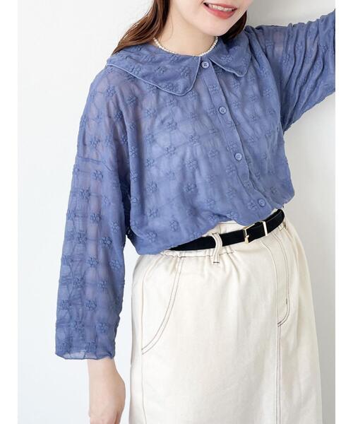 ehka sopo（エヘカソポ）の「花柄カットレースカーディガン（カーディガン/ボレロ・レディース・オフホワイト/ブルー/ライトベージュ/ブラック・F）」の5枚目の写真