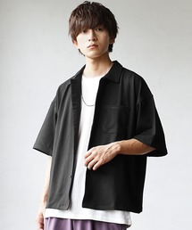 【MinoriTY】さらさら梨地夏素材レギュラーカラービッグ半袖シャツ オーバーサイズ ルーズシルエット メンズ ストレッチ 夏服