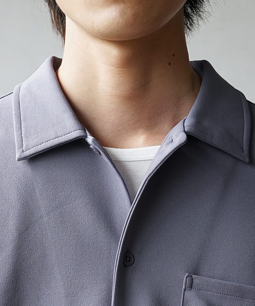 MinoriTY（マイノリティ）の「【MinoriTY】さらさら梨地夏素材レギュラーカラービッグ半袖シャツ オーバーサイズ ルーズシルエット メンズ ストレッチ 夏服（シャツ/ブラウス・メンズ・ブラック/ブラウン/ブルーグリーン/グレー・S/M/L）」の14枚目の写真