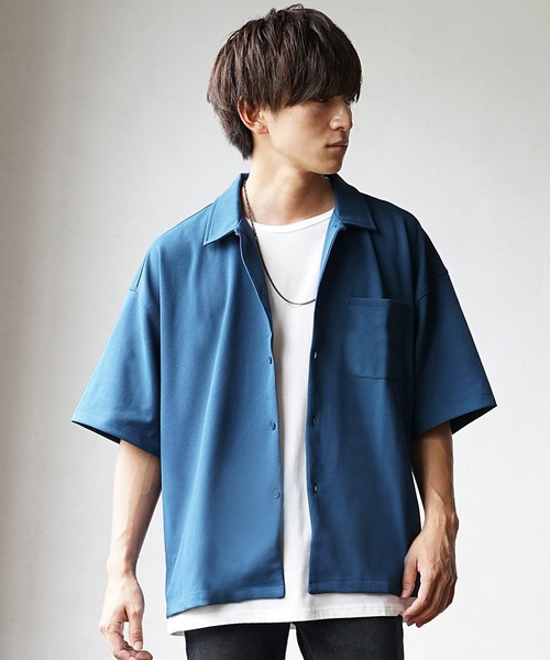 MinoriTY（マイノリティ）の「【MinoriTY】さらさら梨地夏素材レギュラーカラービッグ半袖シャツ オーバーサイズ ルーズシルエット メンズ ストレッチ 夏服（シャツ/ブラウス・メンズ・ブラック/ブラウン/ブルーグリーン/グレー・S/M/L）」の11枚目の写真