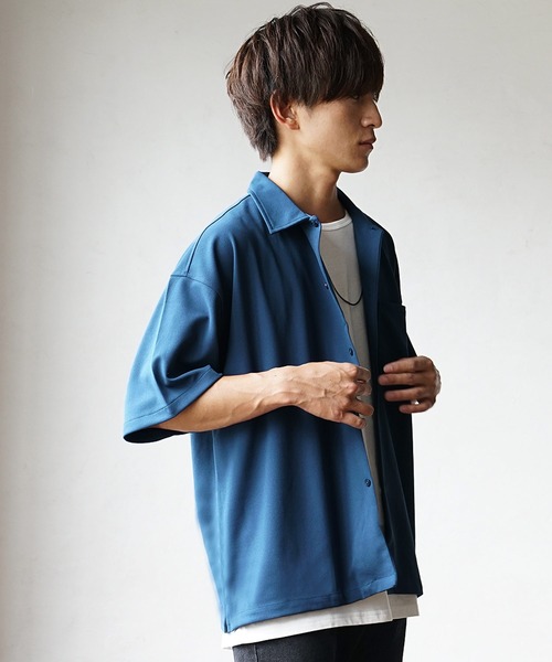 MinoriTY】さらさら梨地夏素材レギュラーカラービッグ半袖シャツ