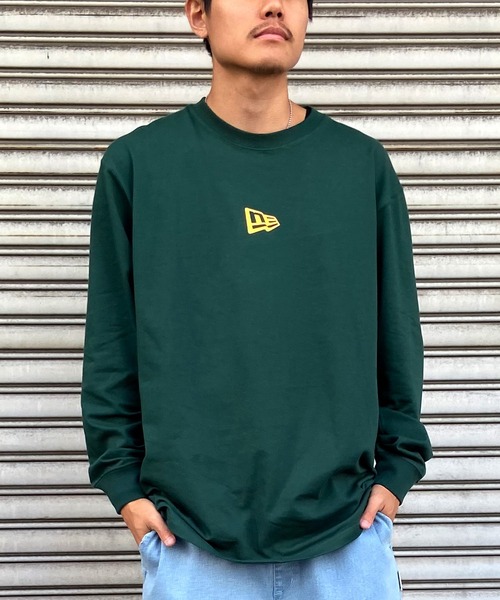 NEW ERA(ニューエラ)の「NEW ERA/ニューエラ ロンT ワンポイント クルーネック 13755425/13755426/13755427/13755428(Tシャツ/カットソー・メンズ・ベージュ/ホワイト/ブラック/グリーン・XL/L/XXL/M)」の4枚目の写真
