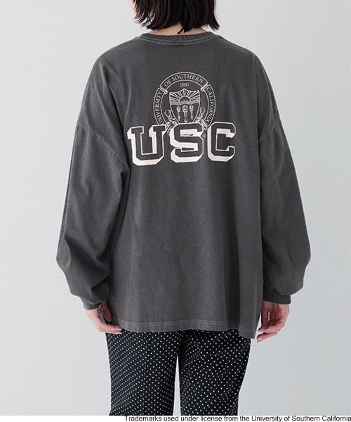 yuw（ユウ）の「ＣＯＬＬＥＧＥ　Ｔｅｅロングスリーブ　973021（Tシャツ/カットソー・レディース・ネイビー/ブラック・FREE）」の2枚目の写真