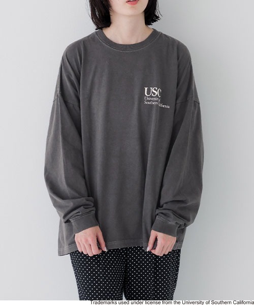 yuw（ユウ）の「ＣＯＬＬＥＧＥ　Ｔｅｅロングスリーブ　973021（Tシャツ/カットソー・レディース・ネイビー/ブラック・FREE）」の4枚目の写真