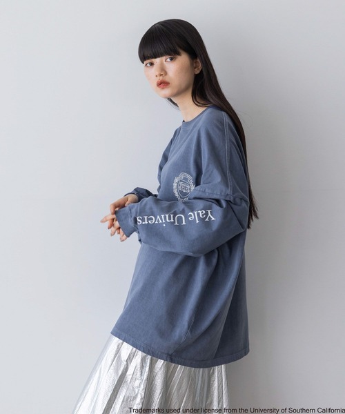 yuw（ユウ）の「ＣＯＬＬＥＧＥ　Ｔｅｅロングスリーブ　973021（Tシャツ/カットソー・レディース・ネイビー/ブラック・FREE）」の10枚目の写真