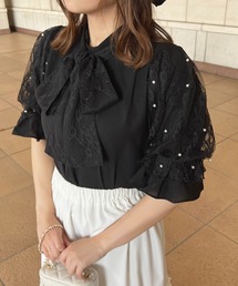 パールレーススリーブボウタイブラウス【ZOZOTOWN限定アイテム】