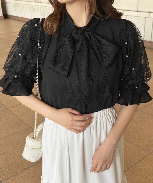 apres jour(アプレジュール)の「パールレーススリーブボウタイブラウス【ZOZOTOWN限定アイテム】(シャツ/ブラウス・レディース・ブラック/オフホワイト/アイボリー・X-LARGE/フリー)」の16枚目の写真