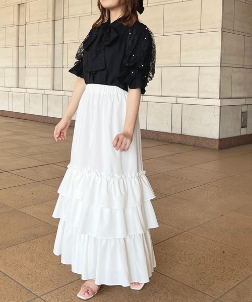 apres jour(アプレジュール)の「パールレーススリーブボウタイブラウス【ZOZOTOWN限定アイテム】(シャツ/ブラウス・レディース・ブラック/オフホワイト/アイボリー・X-LARGE/フリー)」の11枚目の写真