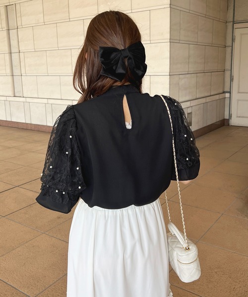 apres jour(アプレジュール)の「パールレーススリーブボウタイブラウス【ZOZOTOWN限定アイテム】(シャツ/ブラウス・レディース・ブラック/オフホワイト/アイボリー・X-LARGE/フリー)」の8枚目の写真