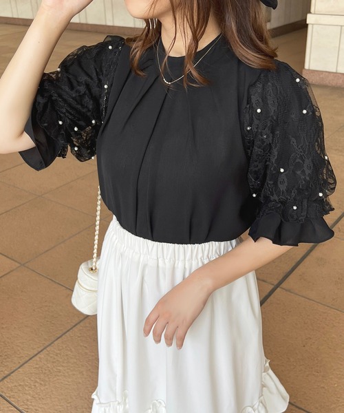 apres jour(アプレジュール)の「パールレーススリーブボウタイブラウス【ZOZOTOWN限定アイテム】(シャツ/ブラウス・レディース・ブラック/オフホワイト/アイボリー・X-LARGE/フリー)」の20枚目の写真