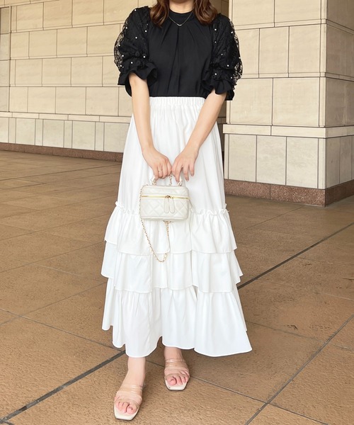 【1030】美品　アナイ　クレープジョーゼットパールボウタイブラウス　白　38 1030】美品 アナイ クレープジョーゼットパールボウタイブラウス 白 38