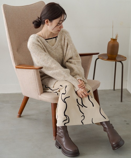 Kastane（カスタネ）の「メランジVニット（ニット/セーター・レディース・ブラウン/グレー/ブルー/グリーン/アイボリー・FREE）」の19枚目の写真