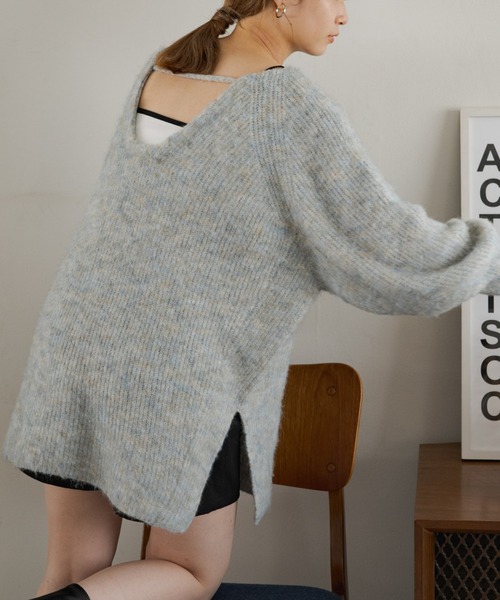 Kastane（カスタネ）の「メランジVニット（ニット/セーター・レディース・ブラウン/グレー/ブルー/グリーン/アイボリー・FREE）」の18枚目の写真