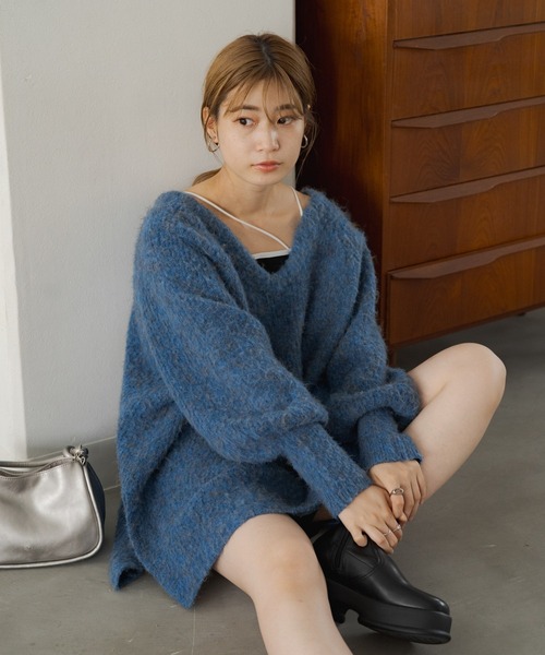 Kastane（カスタネ）の「メランジVニット（ニット/セーター・レディース・ブラウン/グレー/ブルー/グリーン/アイボリー・FREE）」の16枚目の写真