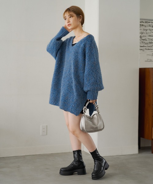 Kastane（カスタネ）の「メランジVニット（ニット/セーター・レディース・ブラウン/グレー/ブルー/グリーン/アイボリー・FREE）」の20枚目の写真