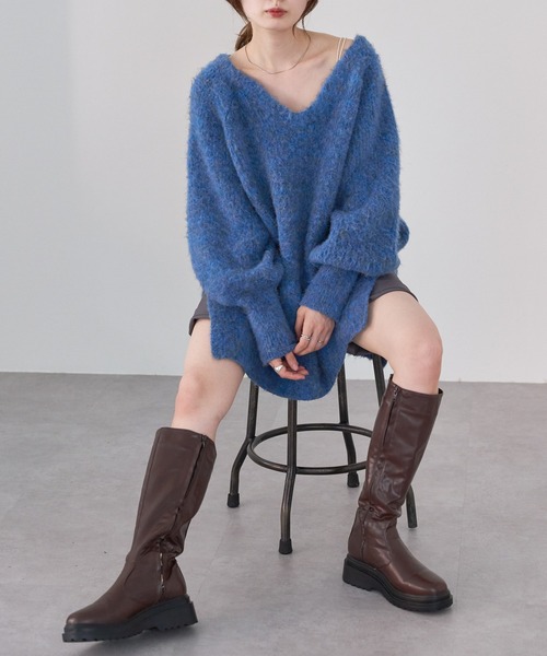 Kastane（カスタネ）の「メランジVニット（ニット/セーター・レディース・ブラウン/グレー/ブルー/グリーン/アイボリー・FREE）」の17枚目の写真