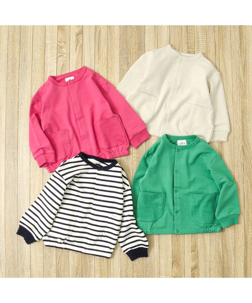 apres les cours（アプレレクール）の「【UVカット】無地・ボーダーカットソーカーディガン（カーディガン/ボレロ・キッズ・ローズ/その他2/キナリ/グリーン・80/90/100/110/120/130/140）」の18枚目の写真