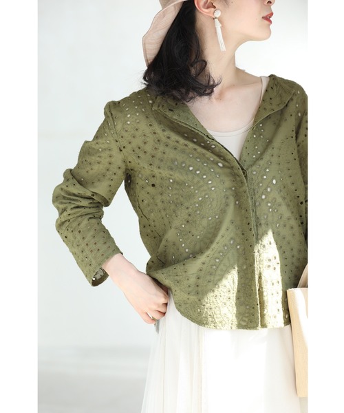 羽織りにも。くったり柔らかなパンチングレースのシャツトップス（シャツ/ブラウス）｜CAWAII（カワイイ）