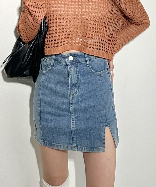 Silly（シリー）の「デニムフェイクスカートショートパンツ（デニムスカート・レディース・ブルー・SMALL/MEDIUM/LARGE/X-LARGE）」の4枚目の写真