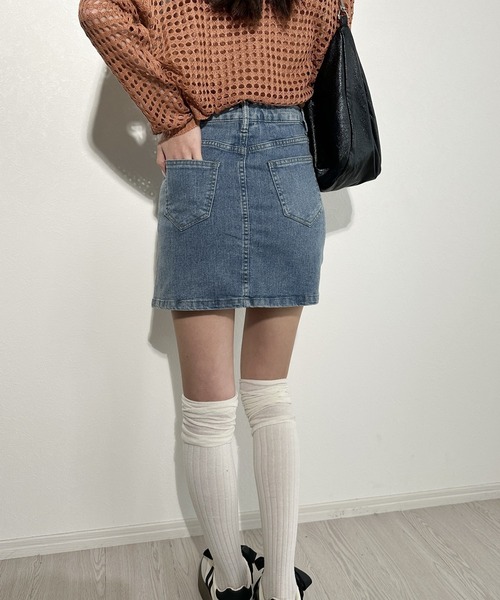 Silly（シリー）の「デニムフェイクスカートショートパンツ（デニムスカート・レディース・ブルー・SMALL/MEDIUM/LARGE/X-LARGE）」の11枚目の写真