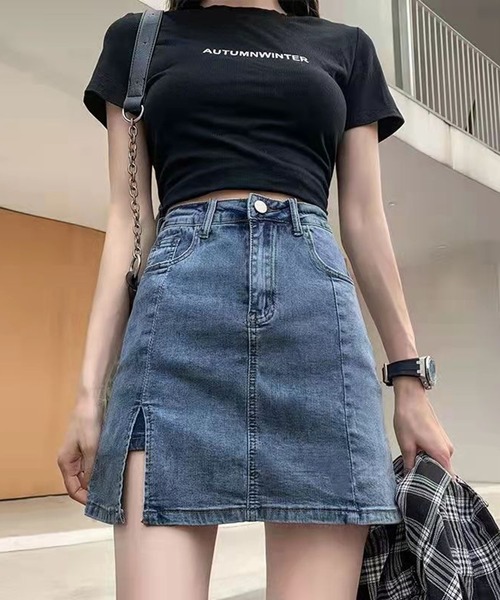 Silly（シリー）の「デニムフェイクスカートショートパンツ（デニムスカート・レディース・ブルー・SMALL/MEDIUM/LARGE/X-LARGE）」の14枚目の写真