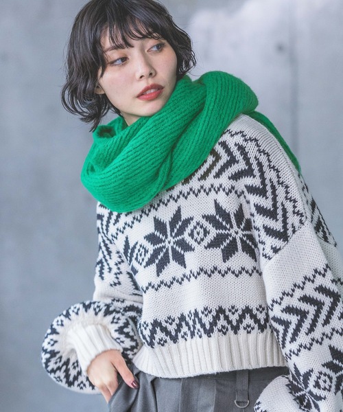 PAGEBOY(ページボーイ)の「フリンジストール(マフラー・レディース・ホワイト/チャコールグレー/グリーン・FREE)」の11枚目の写真