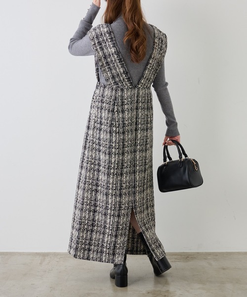 one after another NICE CLAUP（ワンアフターアナザーナイスクラップ）の「【WEB限定商品】ツイードジャンパースカート（ジャンパースカート・レディース・グレー系その他/レッド系その他/ブラック系その他・MEDIUM）」の13枚目の写真