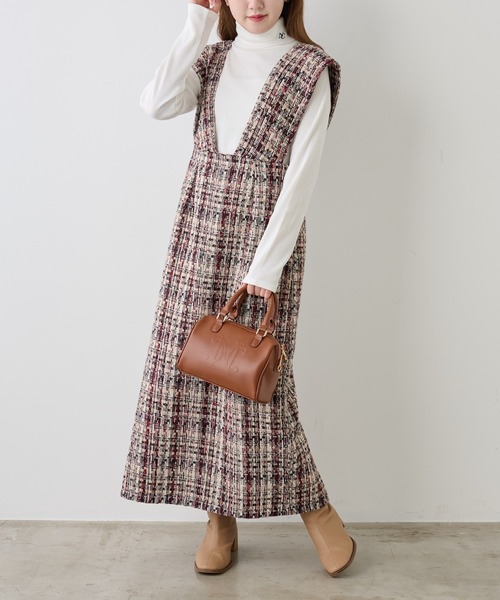 one after another NICE CLAUP（ワンアフターアナザーナイスクラップ）の「【WEB限定商品】ツイードジャンパースカート（ジャンパースカート・レディース・グレー系その他/レッド系その他/ブラック系その他・MEDIUM）」の15枚目の写真