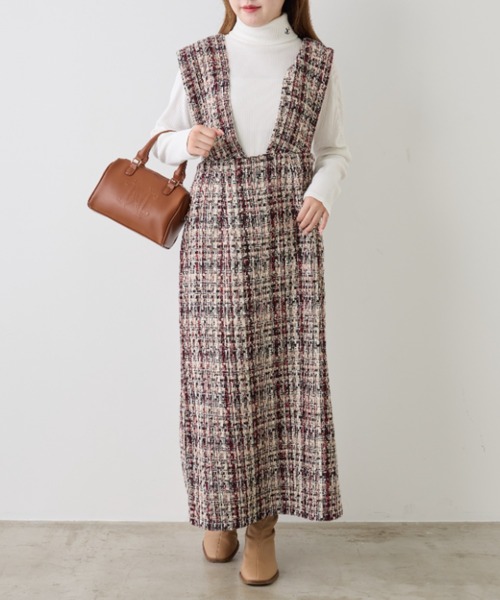 one after another NICE CLAUP（ワンアフターアナザーナイスクラップ）の「【WEB限定商品】ツイードジャンパースカート（ジャンパースカート・レディース・グレー系その他/レッド系その他/ブラック系その他・MEDIUM）」の20枚目の写真