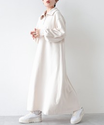 ハーフジップ/裏毛スウェットワンピース