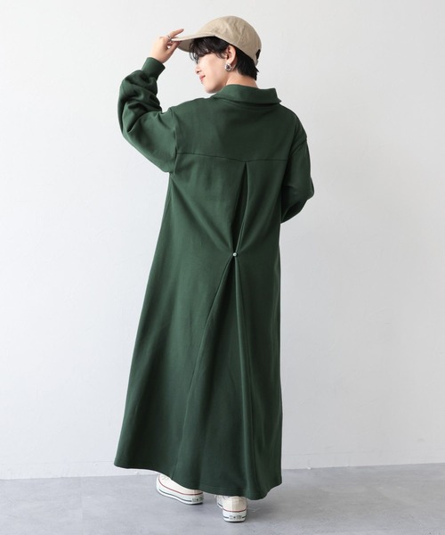 RAGEBLUE（レイジブルー）の「ハーフジップ/裏毛スウェットワンピース（ワンピース・レディース・ブラック/グリーン/オフホワイト・FREE）」の14枚目の写真