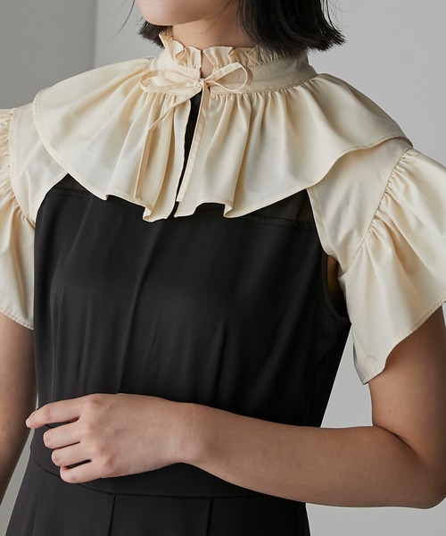 BONLECILL noir（ボンルシールノワール）の「【BONLECILL noir】フリルリボンクロップドボレロ（カーディガン/ボレロ・レディース・ブラック/アイボリー・FREE）」の21枚目の写真