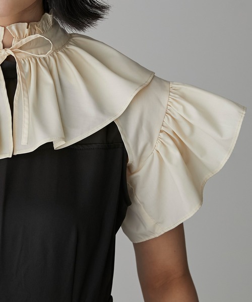 BONLECILL noir（ボンルシールノワール）の「【BONLECILL noir】フリルリボンクロップドボレロ（カーディガン/ボレロ・レディース・ブラック/アイボリー・FREE）」の19枚目の写真